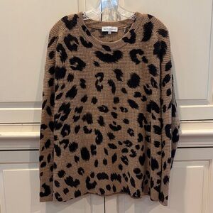 White + Warren Camel Black Cashmere Sweater